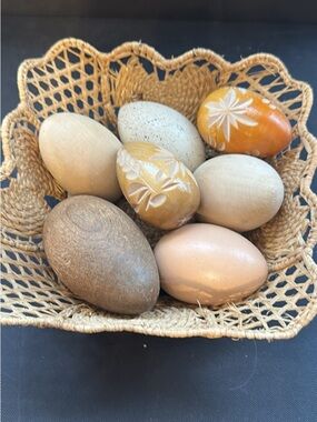 Handcrafted Decorative Wood Eggs - Natural & Warm Tones